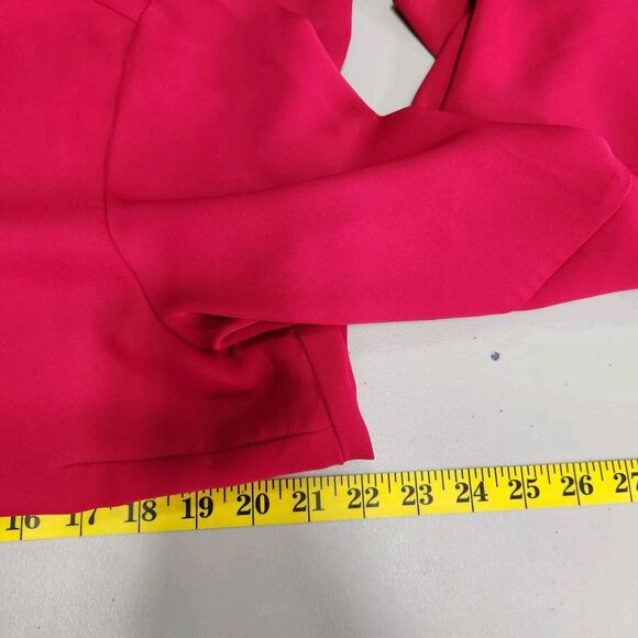 Chicos Womens Bell Sleeve Blouse Size M Scoop Neck Red Ruffle Career NWT - Picture 9 of 12